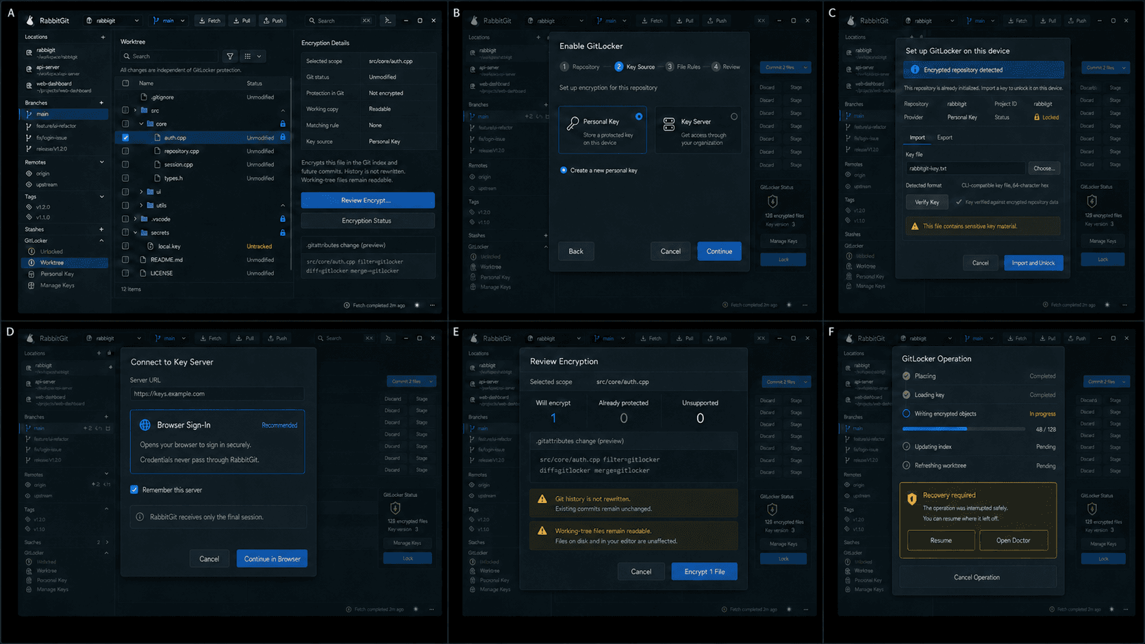 RabbitGit GitLocker encryption screen