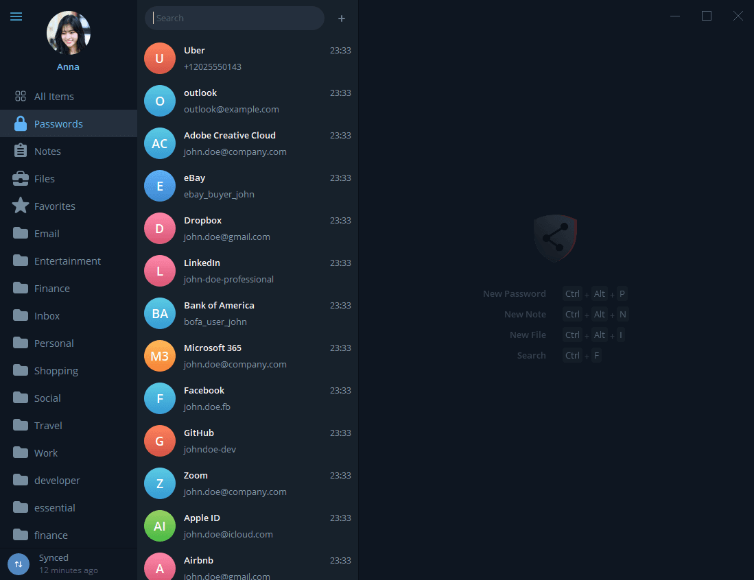 GitPassword desktop GUI showing encrypted password details